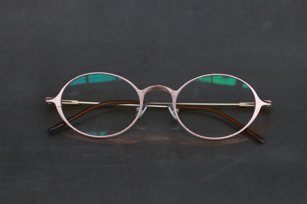 Rigards oval aluminum magnesium alloy frame glasses RG0103AL series collection RG-RG0103AL-GMJTM-F rose gold transparent